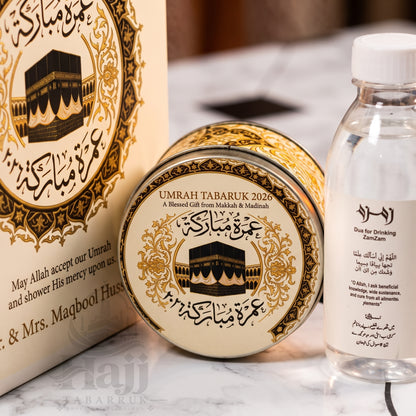 Premium Umrah Tabarruk Box Set with Zamzam Bottle & Tin - 1009