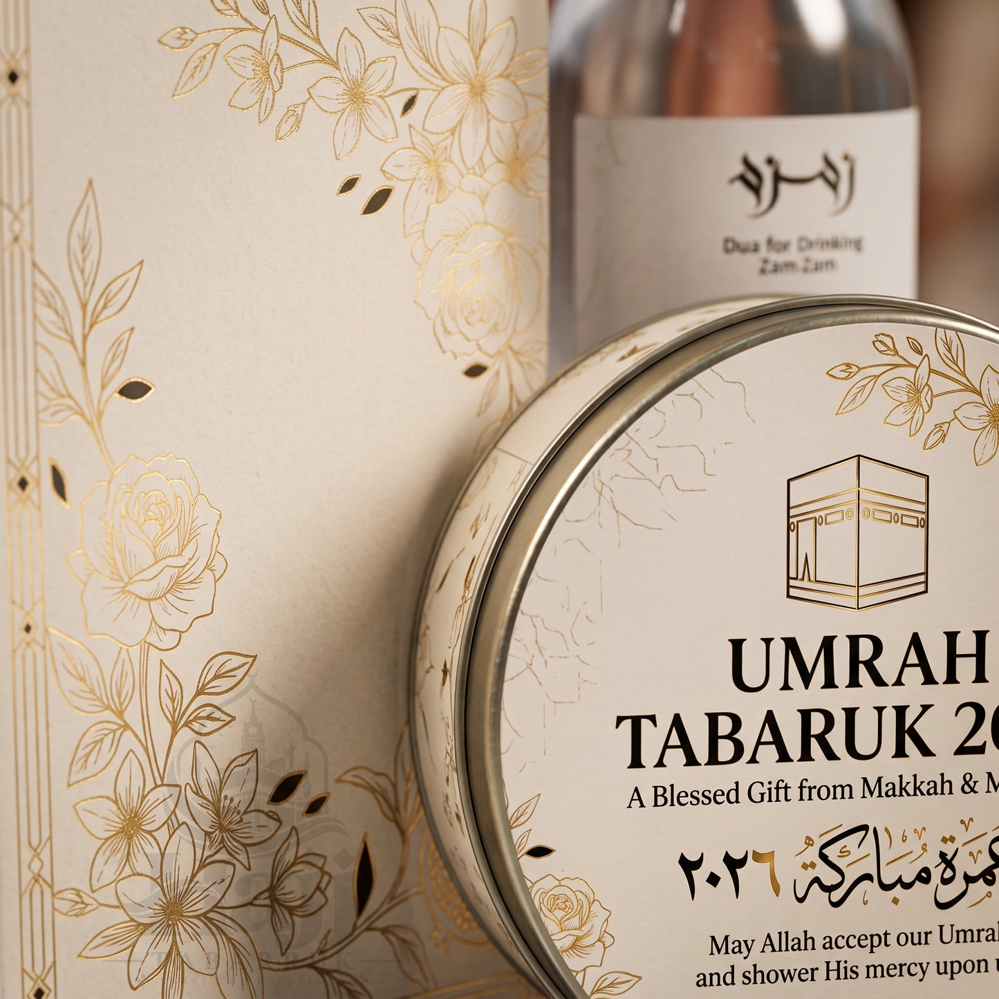 Premium Umrah Tabarruk Box Set with Zamzam Bottle & Tin - 1024