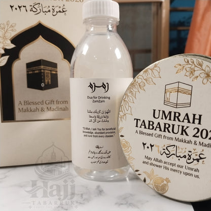 Premium Umrah Tabarruk Box Set with Zamzam Bottle & Tin - 1010