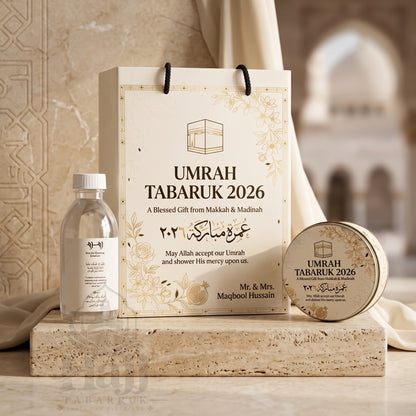 Premium Umrah Tabarruk Box Set with Zamzam Bottle & Tin - 1024