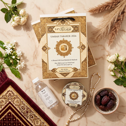 Premium Umrah Tabarruk Box Set with Zamzam Bottle & Tin - 1015