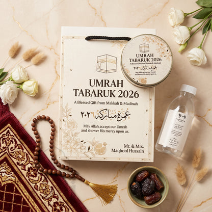 Premium Umrah Tabarruk Box Set with Zamzam Bottle & Tin - 1024