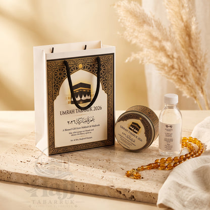 Premium Umrah Tabarruk Box Set with Zamzam Bottle & Tin - 1014