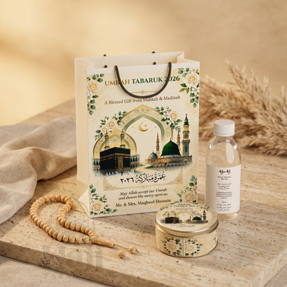 Premium Umrah Tabarruk Box Set with Zamzam Bottle & Tin - 1006