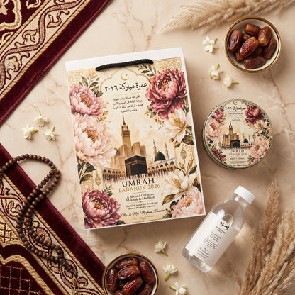 Premium Umrah Tabarruk Box Set with Zamzam Bottle & Tin - 1025