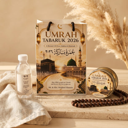 Premium Umrah Tabarruk Box Set with Zamzam Bottle & Tin - 1008