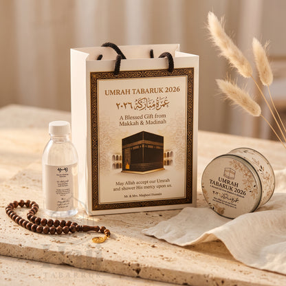 Premium Umrah Tabarruk Box Set with Zamzam Bottle & Tin - 1011