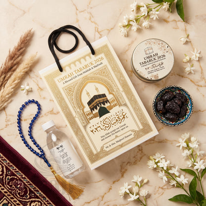 Premium Umrah Tabarruk Box Set with Zamzam Bottle & Tin - 1001