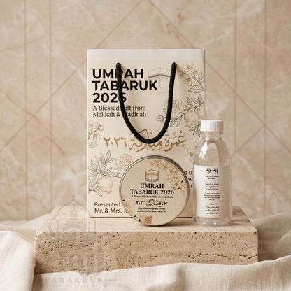 Premium Umrah Tabarruk Box Set with Zamzam Bottle & Tin - 1007