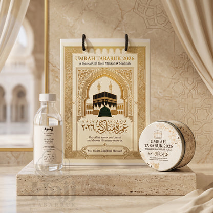 Premium Umrah Tabarruk Box Set with Zamzam Bottle & Tin - 1001