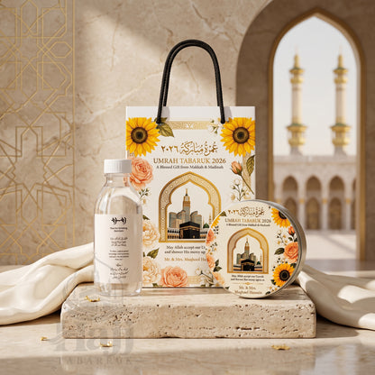 Premium Umrah Tabarruk Box Set with Zamzam Bottle & Tin - 1003