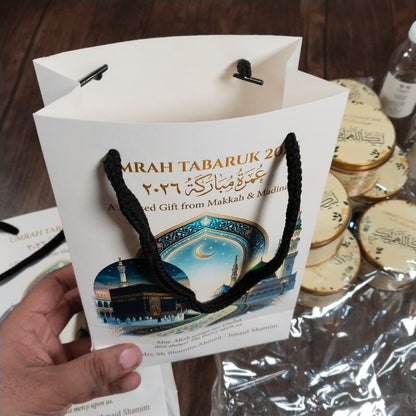 Premium Umrah Tabarruk Box Set with Zamzam Bottle & Tin