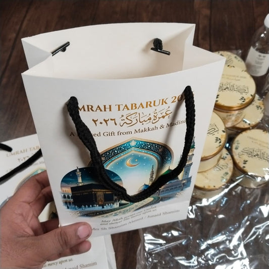 Premium Umrah Tabarruk Box Set with Zamzam Bottle & Tin