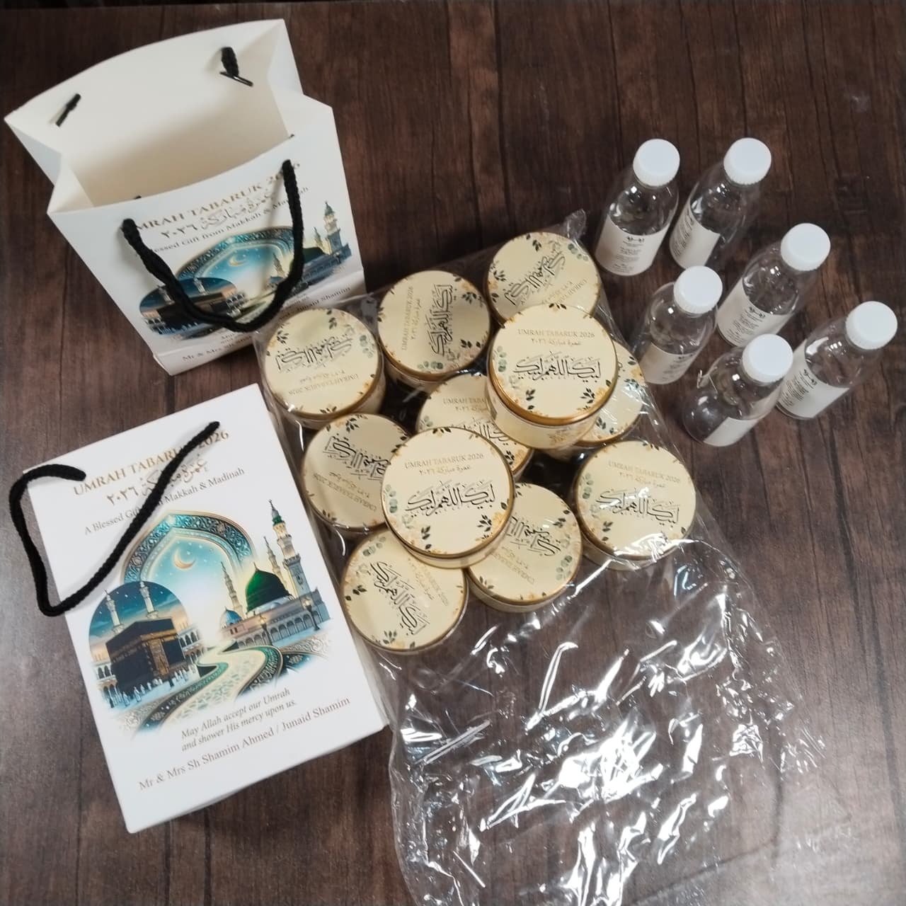 Premium Umrah Tabarruk Box Set with Zamzam Bottle & Tin